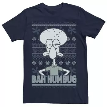 Мужская футболка SpongeBob SquarePants Squidward Bah Humbug, Blue Licensed Character, синий