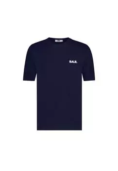 Мужская футболка — спортивная футболка с маленьким логотипом на груди, круглый вырез, эластичный хлопок BALR., темно-синий