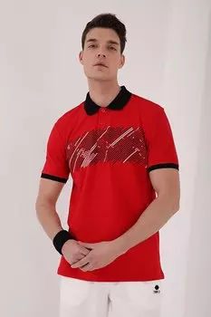 Мужская футболка стандартного кроя с воротником поло с детальным принтом и красными цифрами TOMMYLIFE