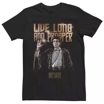 Мужская футболка Star Trek First Contact Spock Live Long And Prosper Sketch Licensed Character