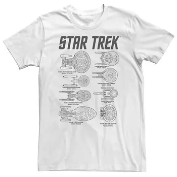Мужская футболка Star Trek Next Generation Ships Of Trek Licensed Character, белый