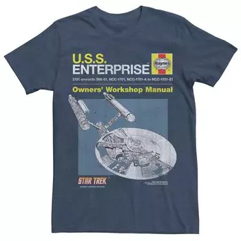 Мужская футболка Star Trek оригинальной серии USS Enterprise с ручным управлением Licensed Character