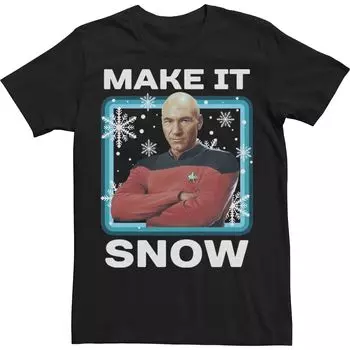 Мужская футболка Star Trek: The Next Generation Picard Make It Snow с портретом Licensed Character