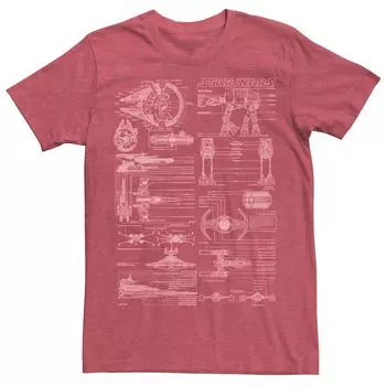 Мужская футболка Star Wars Falcon Walker X-Wing Tie Fighter Schematic Tee Licensed Character