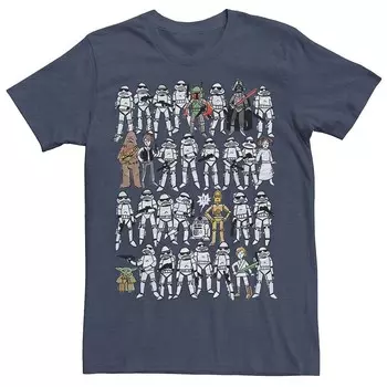 Мужская футболка Star Wars Group Sketch Line-Up, цвет Navy Heather