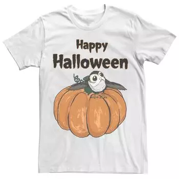 Мужская футболка Star Wars Happy Halloween Porg на тыквенной футболке Licensed Character