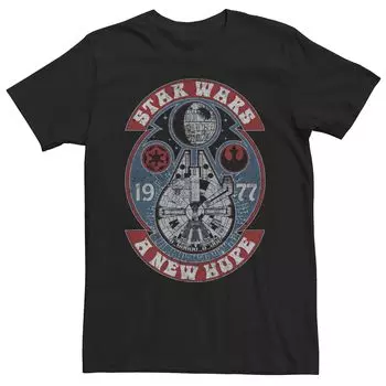 Мужская футболка Star Wars Millennium Falcon Retro Design A New Hope 1977 Licensed Character