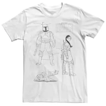 Мужская футболка Star Wars The Book Of Boba FettLine Art Collage Licensed Character