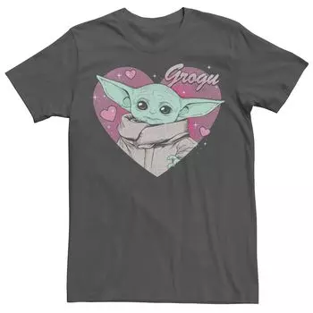 Мужская футболка Star Wars: The Mandalorian Grogu Pink Hearts ко Дню святого Валентина Licensed Character