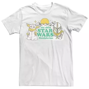 Мужская футболка Star Wars The Mandalorian Throwback Child Grogu и Mando Licensed Character