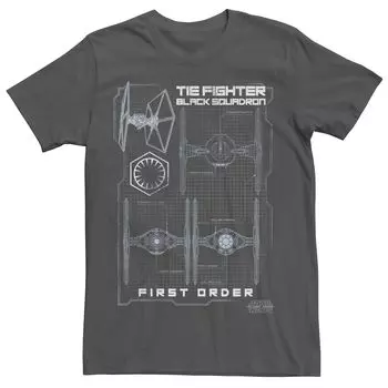 Мужская футболка Star Wars Tie Fighter, черная эскадрилья Licensed Character