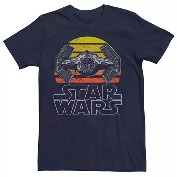 Мужская футболка Star Wars Tie Fighter в стиле ретро с закатом Licensed Character, синий