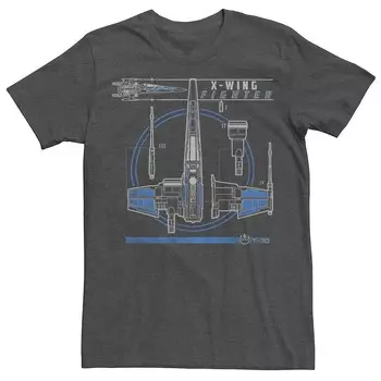 Мужская футболка Star Wars X-Wing Fighter Schematics, цвет Charcoal Heather