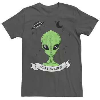 Мужская футболка Stay Weird с лентой и рисунком «Голова инопланетянина в космосе» Licensed Character