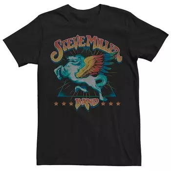 Мужская футболка Steve Miller Band Pegasus Rainbow Wings Licensed Character, черный