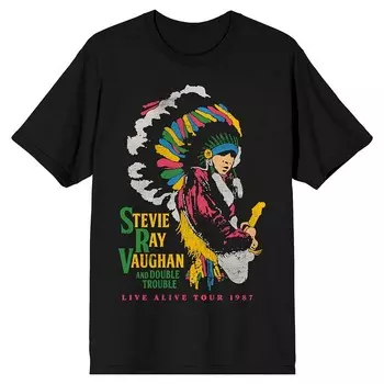 Мужская футболка Stevie Ray Vaughan Double Trouble Live Alive Tour 1987 Licensed Character, черный