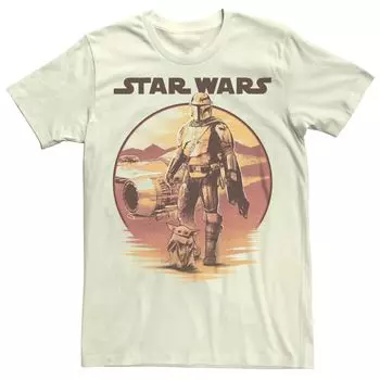 Мужская футболка-стойка «Звездные войны» The Mandalorian Sunset Grogu и Mando Licensed Character