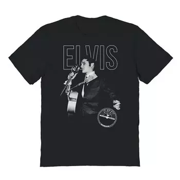 Мужская футболка Sun Records X Elvis Solo Live с графическим рисунком Licensed Character, черный