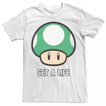 Мужская футболка Super Mario Bros 1-UP с рисунком гриба Get a Life Licensed Character, белый