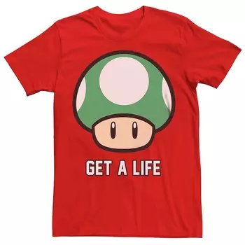Мужская футболка Super Mario Bros 1-UP с рисунком гриба Get a Life Licensed Character, красный