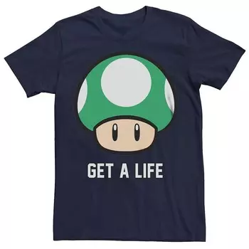 Мужская футболка Super Mario Bros 1-UP с рисунком гриба Get a Life Licensed Character, темно-синий
