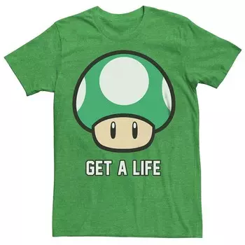 Мужская футболка Super Mario Bros 1-UP с рисунком гриба Get a Life Licensed Character, цвет Kelly Heather