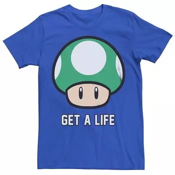 Мужская футболка Super Mario Bros 1-UP с рисунком гриба Get a Life Licensed Character, цвет Royal