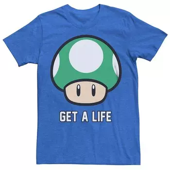 Мужская футболка Super Mario Bros 1-UP с рисунком гриба Get a Life Licensed Character, цвет Royal Heather
