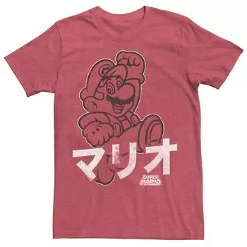 Мужская футболка Super Mario Bros. Kanji красного цвета с портретом Licensed Character