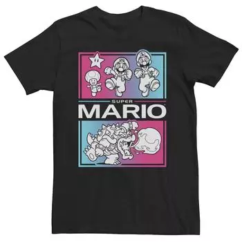 Мужская футболка Super Mario Group Shot с градиентной вставкой Licensed Character