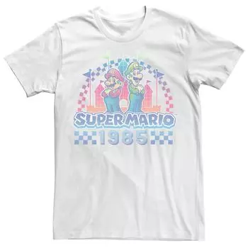Мужская футболка Super Mario Luigi Retro Neon Duo 1985 года Licensed Character