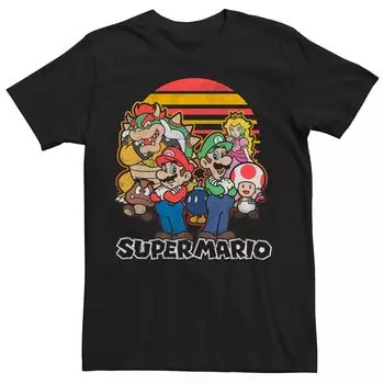 Мужская футболка Super Mario Retro Sunset Group Shot Licensed Character