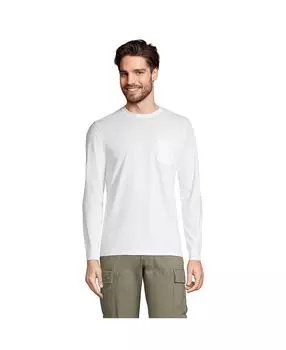 Мужская футболка Super-T с длинным рукавом и карманом для высоких мужчин Lands' End