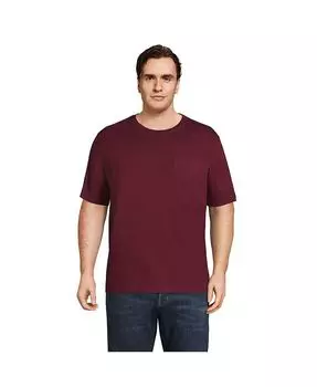 Мужская футболка Super-T с коротким рукавом и карманом Lands' End, цвет Rich burgundy