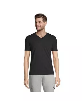 Мужская футболка Super-T с короткими рукавами и v-образным вырезом для высоких мужчин Lands' End, цвет Dark charcoal heather