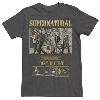 Мужская футболка Supernatural Join The Hunt Cast с портретной вставкой Licensed Character, цвет Charcoal Heather