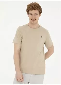 Мужская футболка светло-хаки с круглым вырезом GTS01IY024 U.S. Polo Assn., светлый хаки