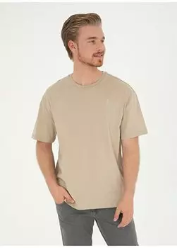 Мужская футболка светло-хаки с круглым вырезом ROKES U.S. Polo Assn., светлый хаки