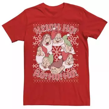 Мужская футболка-свитер Disney Snow White Seven Dwarf Ugly Christmas Licensed Character, красный