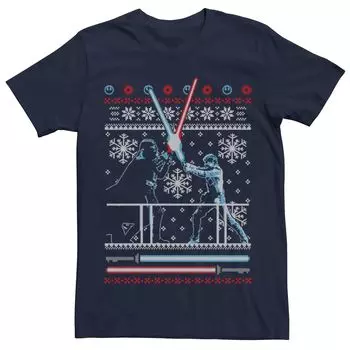 Мужская футболка-свитер с изображением Звездных войн Vader Luke Clash Ugly Christmas, Blue Licensed Character, синий