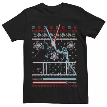 Мужская футболка-свитер с изображением Звездных войн Vader Luke Clash Ugly Christmas Licensed Character, черный