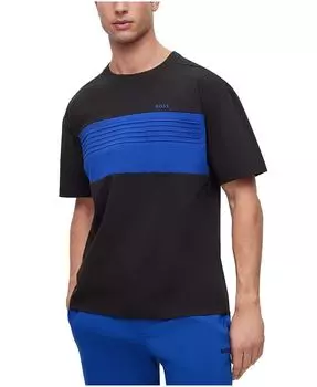Мужская футболка свободного кроя с цветными блоками из смесового хлопка Hugo Boss, черный