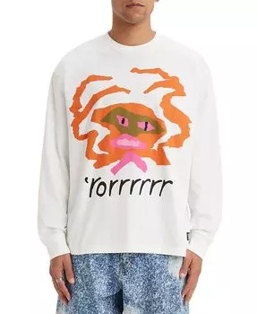 Мужская футболка свободного кроя с длинными рукавами и графическим рисунком приподнятого кроя Levi's, белый