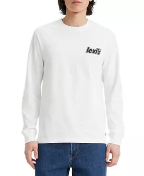 Мужская футболка свободного кроя с длинными рукавами и графическим логотипом Levi's, белый