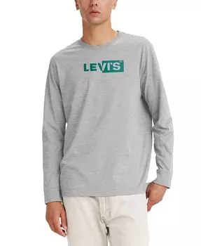 Мужская футболка свободного кроя с длинными рукавами и графическим логотипом Levi's, серый