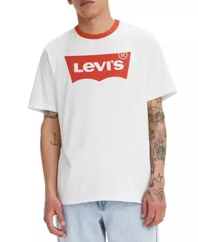 Мужская футболка свободного кроя с контрастным круглым вырезом и графическим логотипом Levi's, мульти
