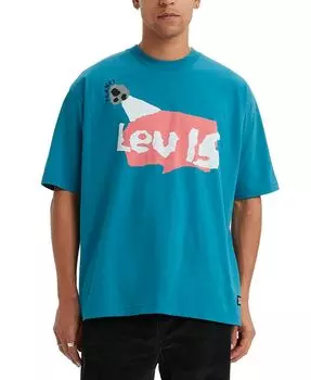 Мужская футболка свободного кроя с логотипом приподнятого кроя Levi's, синий