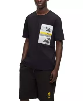 Мужская футболка свободного кроя с принтом «Мотогонки» Hugo Boss