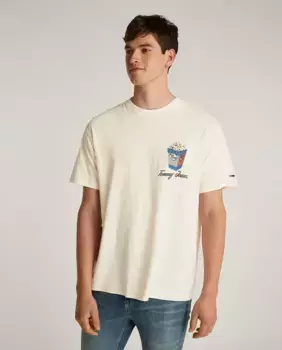 Мужская футболка свободного кроя с принтом на спине Tommy Jeans, белый
