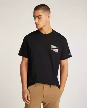 Мужская футболка свободного кроя с принтом на спине Tommy Jeans, чёрный